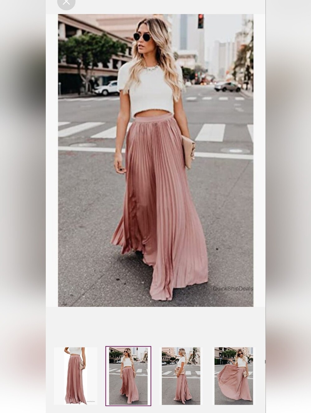 Windsor Pleated Maxi Skirt in Dusty Rose, Size L"